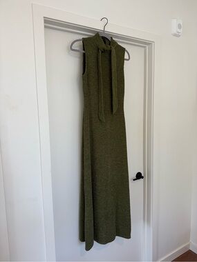 ASOS Olive Green Sleeveless Maxi Dress with Neck Tie